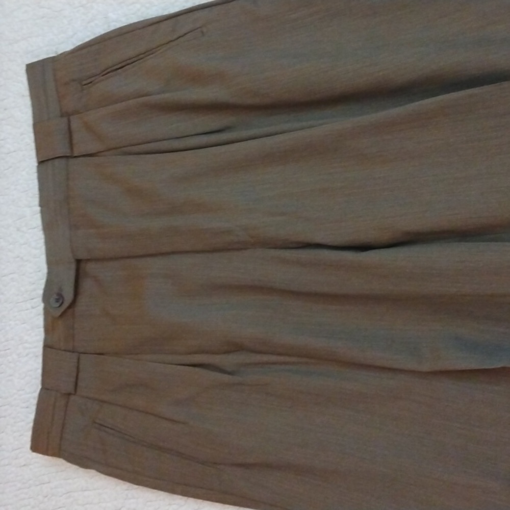 Tallia Uomo for Nordstrom Olive/Brown Worsted Wool Pants  36 - 31.5